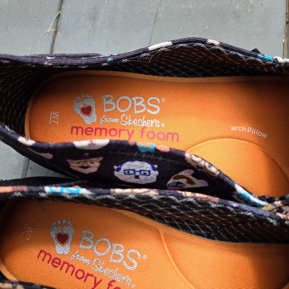 Bobs from Skechers Women's Flats Black Dog Print Memory Foam Arch Pillow size 7 - Picture 4 of 12